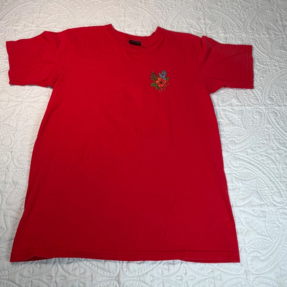 Santa Cruz Screaming Hand Floral Hibiscus‎ Red Graphic T-Shirt Small